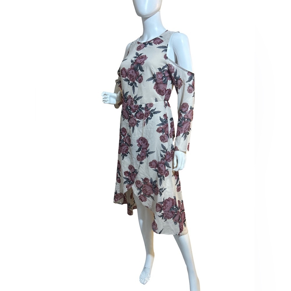 Live 4 Truth Floral Cold Shoulder  with asymmetrical hem Dress